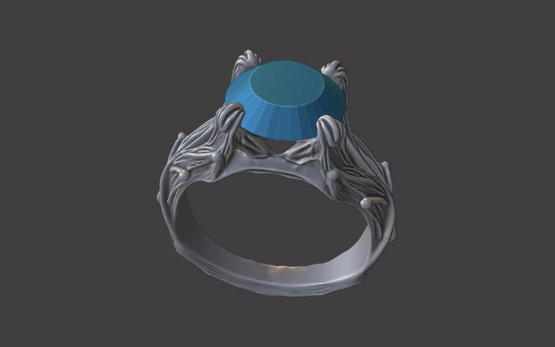 nature inspired branches silver gemstone ring
