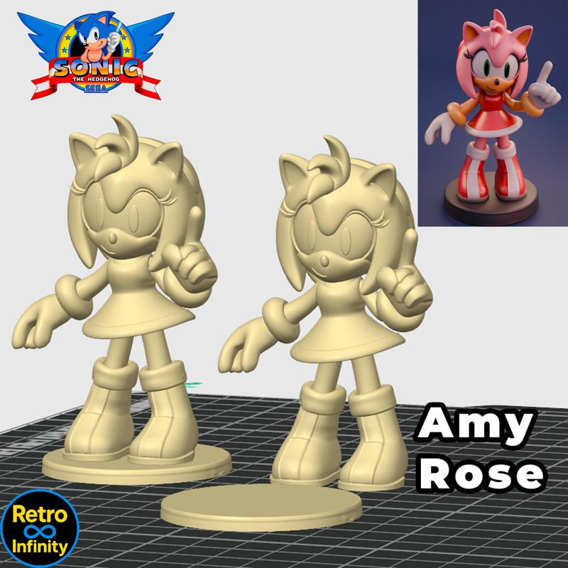 Amy Rose - Sonic 3D figure Retro Infinity style (90mm) : vinyl collectible