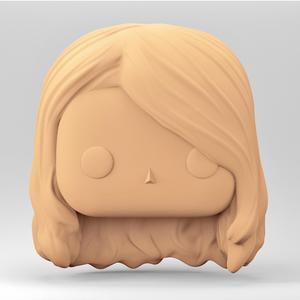 A female head in a POP style. Long curly hair. WH_3-10