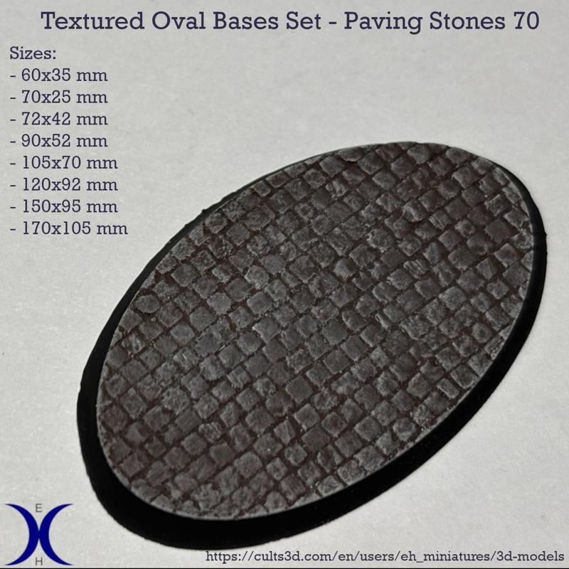 OVAL BASES SET – Paving Stones 70 TEXTURE (60–170MM) | PERFECT FOR TABLETOP WARGAMES & RPG'S
