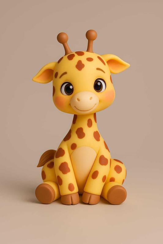 Adorable Baby Giraffe – Kawaii Sitting Giraffe 3D Model STL for Printing