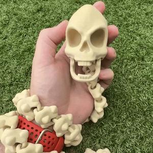 Articulated Halloween Skull and Spine Movable Jaw