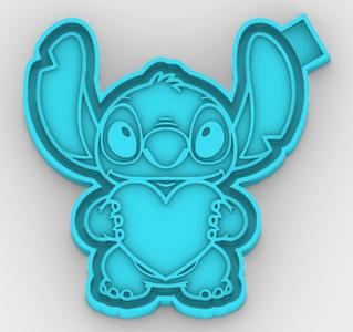 Stitch with a heart - freshie mold - STL for silicone mold