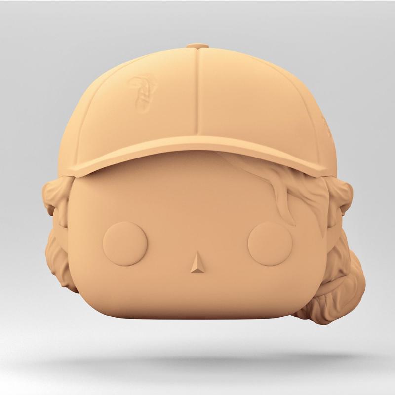 A female head in a POP style. A bun and a cap. Clementine. WH_8-9