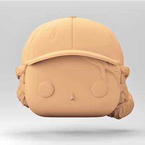 A female head in a POP style. A bun and a cap. Clementine. WH_8-9