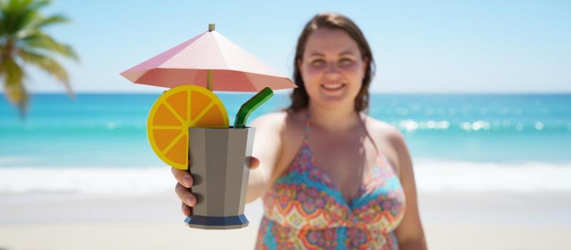 Low‑Poly Tropical Cocktail (Separate Parts) – 3D Printable