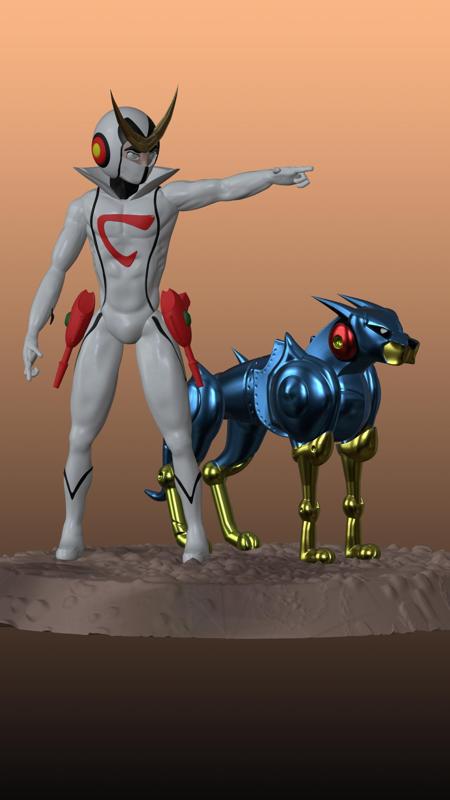 kyashan Casshern Casshan and dog 80s Anime Figure