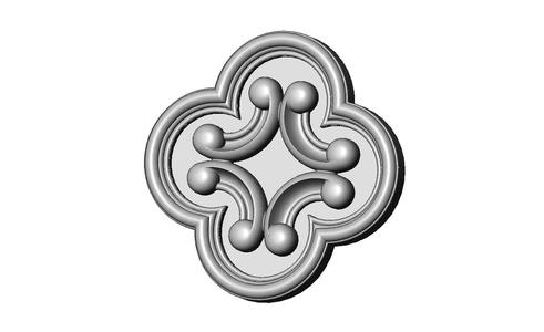 Gothic clover frame scroll arc rosette relief ornament 3D print model