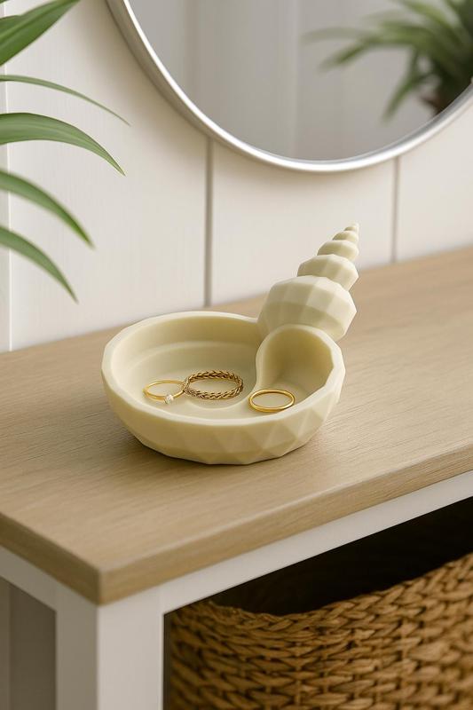 Spiral Seashell Jewelry Tray – 3D Printed Coastal Home Decor