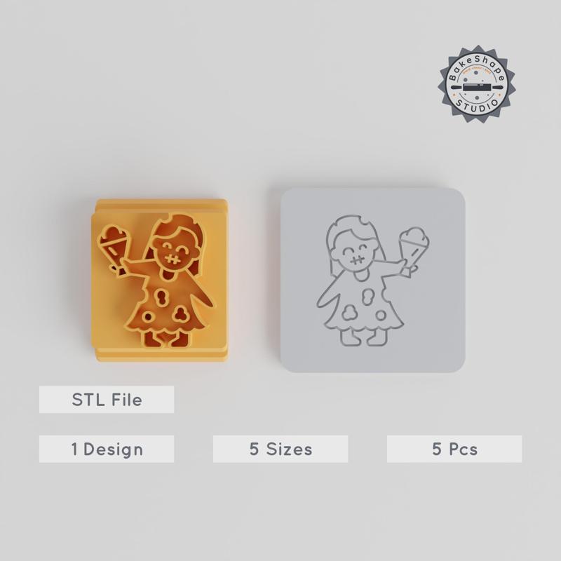 Zombie Bride Stamp Tile Set, 5 Sizes, Perfect for Clay, Cookies & Fondant, Horror Halloween Decoration