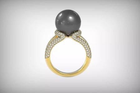 ring with pearls Mikimoto 3d print model