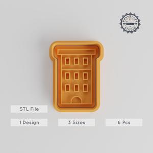 Building Shape Cutter & Stamp, 6-Piece Set for Cookies & Fondant, Includes Skyscraper, Hotel, Office Tower Designs