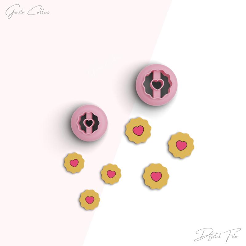 Valentine Cookie Stud Clay Cutter, Valentine Day Polymer Clay Cutter, Mini Clay Cutters, 2 Sizes Included, Digital STL File, No: 1295