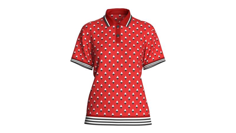Ladies Red Print Polo   | Marvelous / Clo3d / obj / fbx