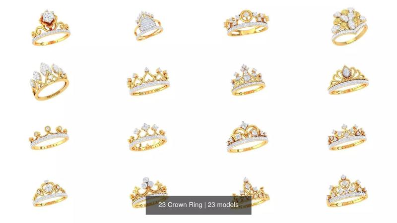 23 Crown Ring 3D Model Collection