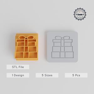 Gift Stamp Tile Set, 5 Motif Sizes, Perfect for Clay, Cookie & Fondant Designs