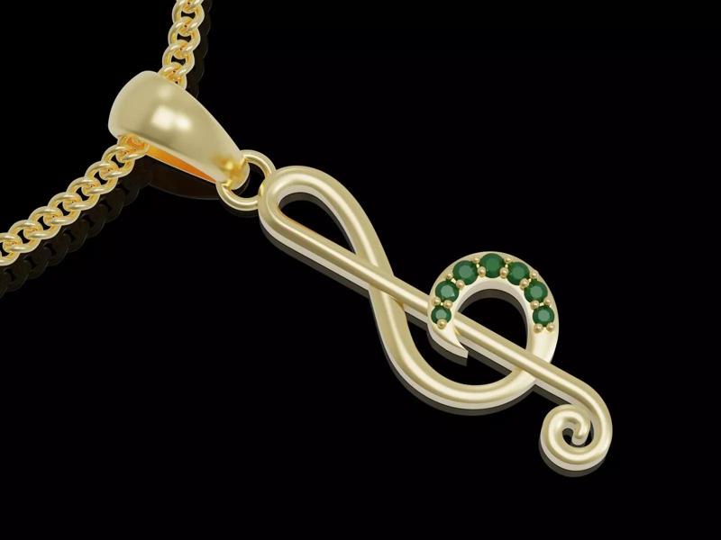 Music notation pendant  gold 3D printable model