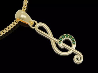 Music notation pendant  gold 3D printable model