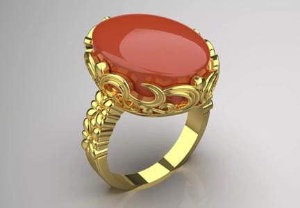 Luxury yellow gold ring with agate stone model gr0118