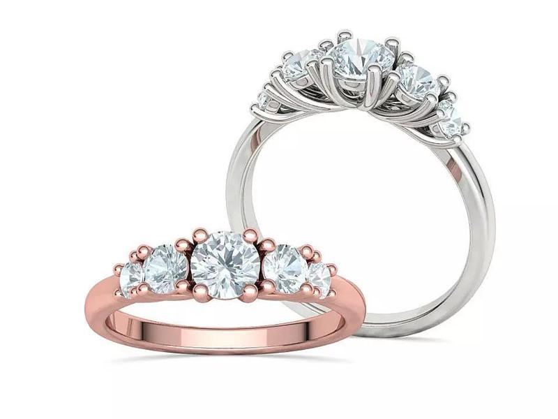 Five Stone Classic Round Cut Engagement Ring 3dmodel