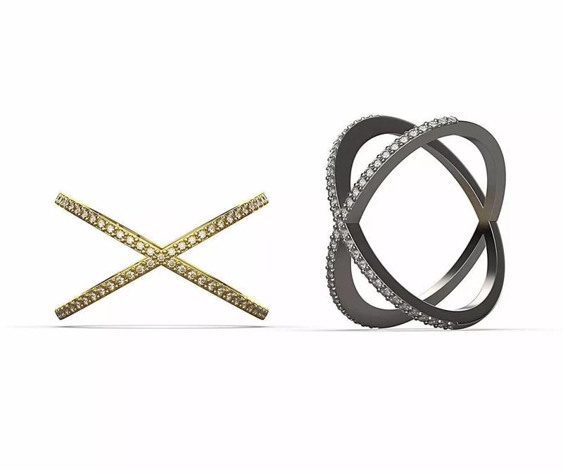 Gold Criss Cross Ring  Minimalist  Ring X Cross Round Ring