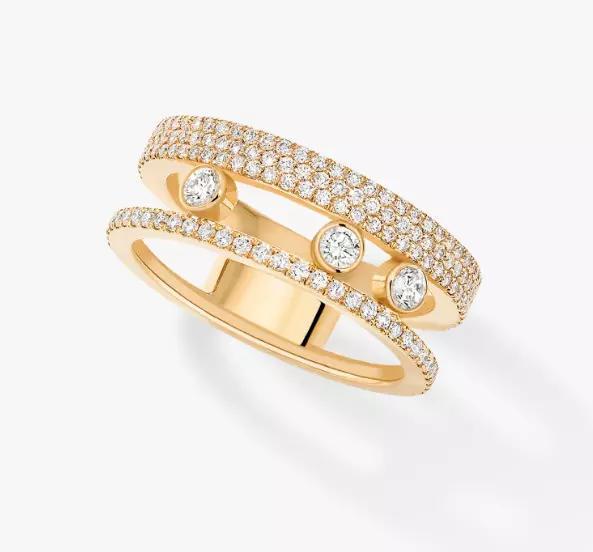 GOLD DIAMOND RING MOVE ROMANE PAVE