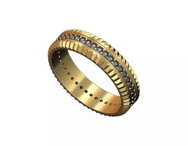 Fluted watch bezel diamond ring US size 7 to 10