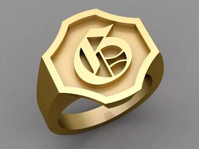 G Letter Classy Solid 14K Gold Name Initial Signet Ring Mens