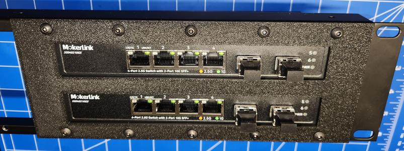 2U 19 inch rack front panel mount for two 176mm wide switches