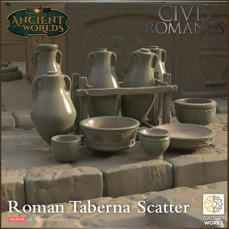 Roman Taberna scatter -amphora and pots