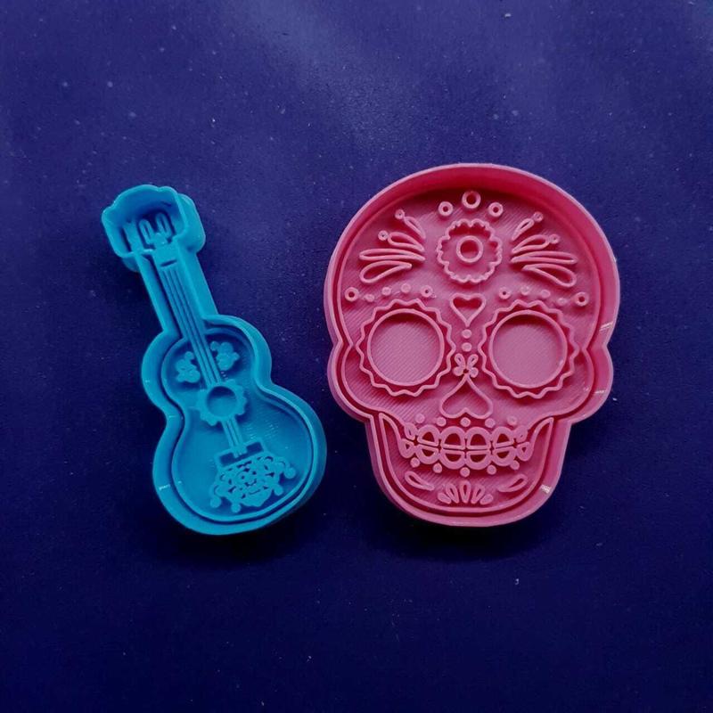 Mexican Skull and Coconut Guitar Cookie Cutter