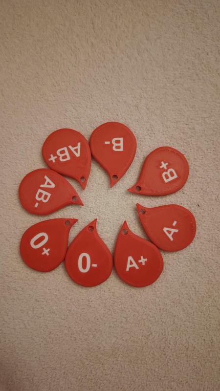 Emergency NFC keychain with blood type