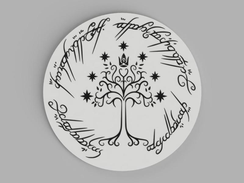 LOTR Lord of the Rings - Tree of Gondor with font