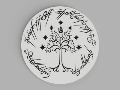 LOTR Lord of the Rings - Tree of Gondor with font