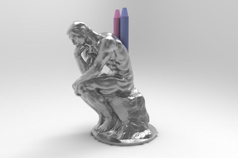 thinking man pen holder