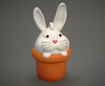 Cute Bunny in a pot keychain