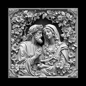 Holy Family Floral Relief Panel