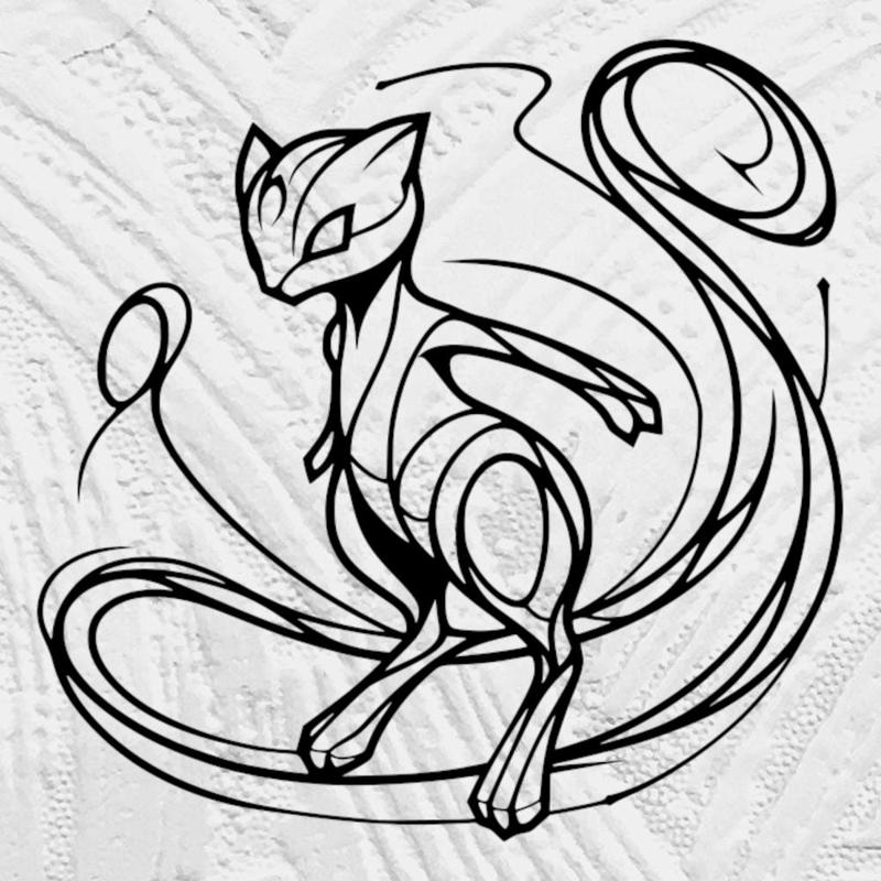 Flowing Line Art Mew