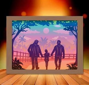 Old Father with his daughter lightbox