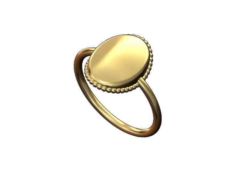 Beaded oval dome fashion ring US size 5to9 3D print model