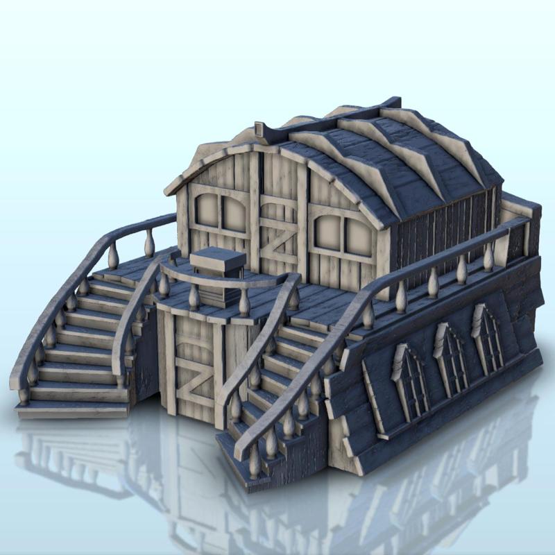 Wooden building with double-stairs (1) - Pirate Jungle Island Beach Piracy Caribbean Medieval terrain