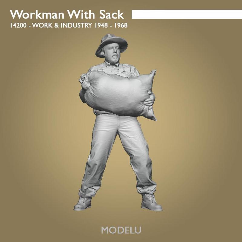 Workman holding sack