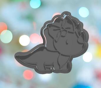 Dinosaur Triceratops  With Bow Cookie Cutter