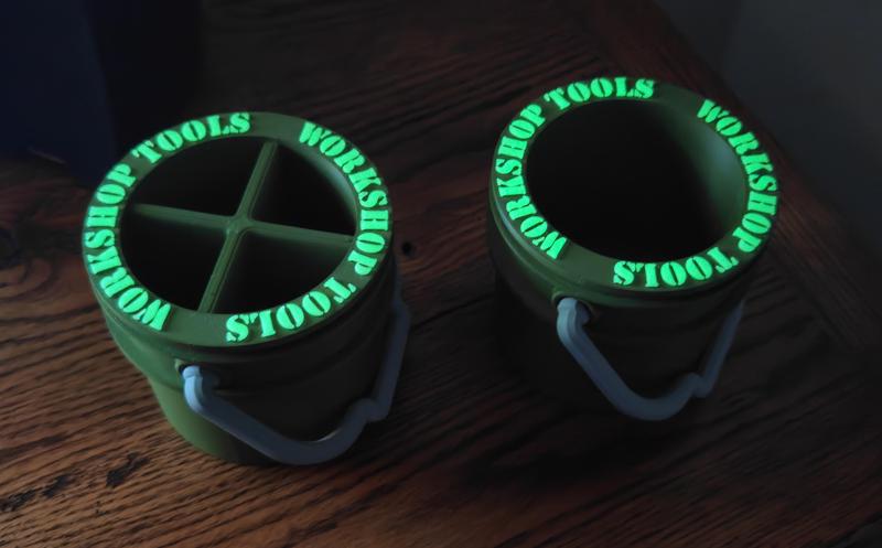 Stylized Workshop Tools bucket with self-emissive text.