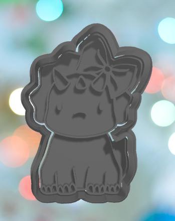 Dinosaur Triceratops With Bow Cookie Cutter