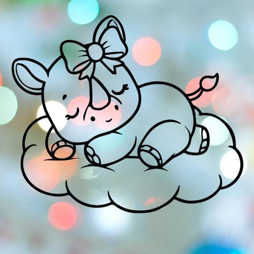 Rhino Girl Sleeping On Cloud Cookie Cutter