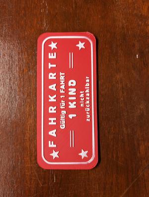 Oversized German ride ticket - Fahrkarte - One Ticket, pretend play, circus, festival decor imagination toy