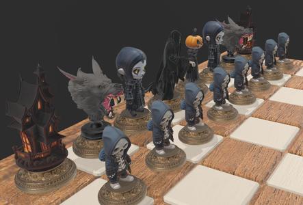 AJEDREZ DEL TERROR ARTESANAL DE COLECCION