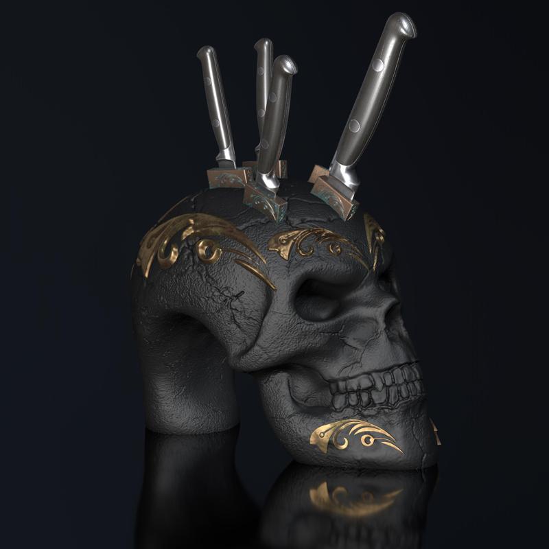 Skull Knife Block 250mm Blade Length (up to the handle)
