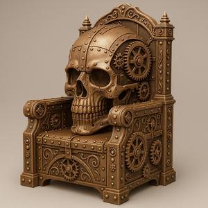 Steampunk Gear Throne Skull